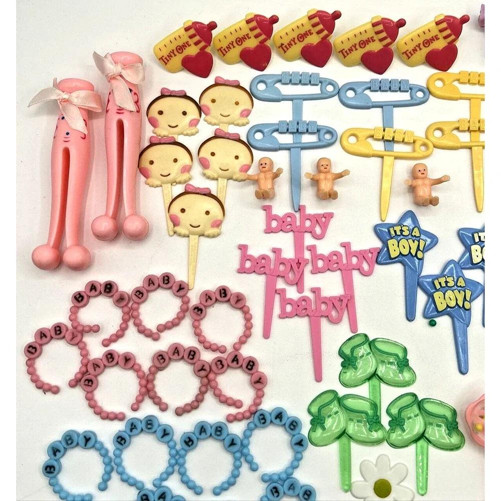 Miscellaneous Lot of Baby Shower Cake Toppers & Decor Party Favors NOS BD6